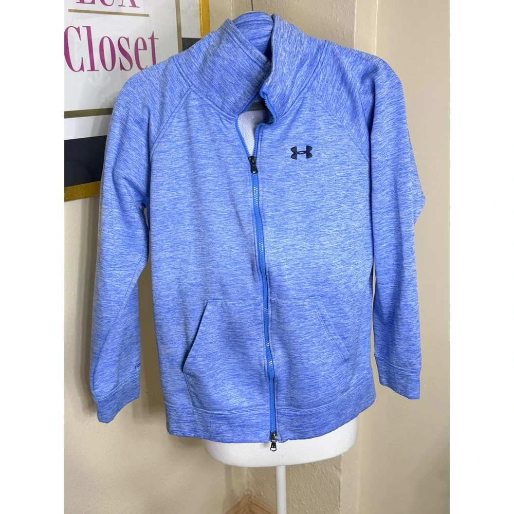 Under Armour ColdGear Womens Medium Blue Space Dye Full Zip Jacket Funnel Neck